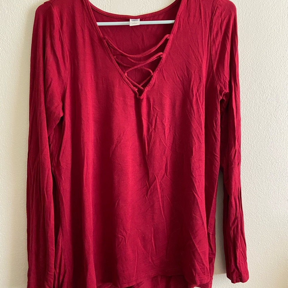 NWOT Old Navy Criss Cross front long sleeve tee